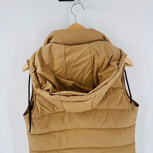Zyia Active Long Puffer Vest Tan Quilted Zip Front Size XS Athleisure Layering - Picture 6 of 10